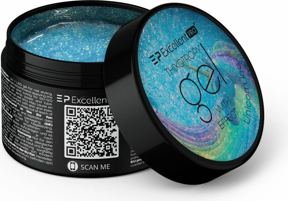 Xhel ndërtues për thonj për femra Excellent PRO Thixotropy Gel Unicorn Ice, 15g