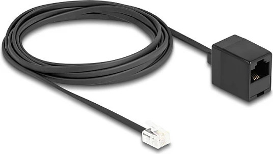 Kabllo telefonike DeLOCK RJ11 (Mashkull) në RJ45 (Femër), 3 m, e sheshtë, e zezë