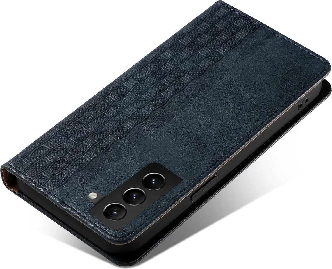 Mbështjellës Hurtel Magnet Strap Case për Samsung Galaxy S22+, me portofol dhe litar dore, Blu