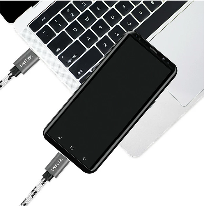 Kabllo USB-C LogiLink USB 2.0, Type-C në Type-C, set 3 copë, e thurur najlon, bardhë/zi