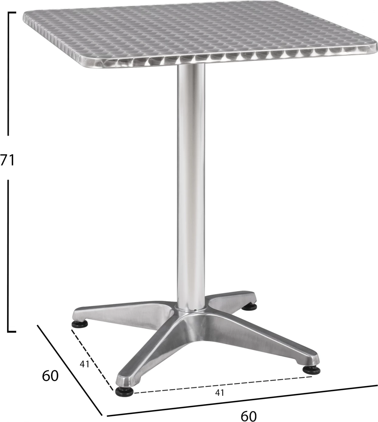 Tavolinë Frodo alumin 60x60x72 cm 4 këmbë FH5016