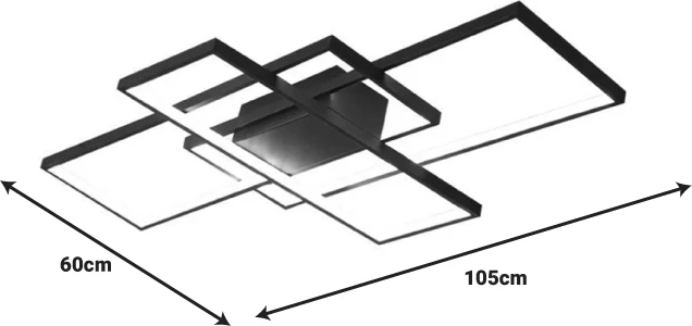 Llambë tavani Luxane led, metal i zi, 105x60x7cm