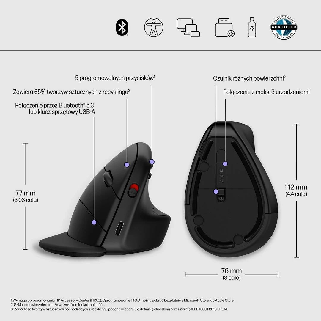 Maus wireless HP 920, Ergonomik, i zi