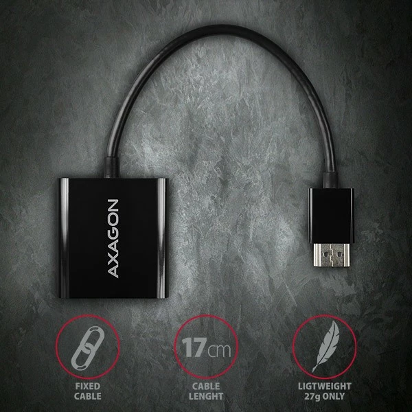 Adapter AXAGON RVH-VGN HDMI në VGA, i zi
