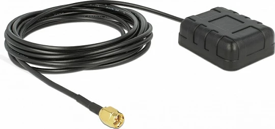 Antene GPS DeLOCK Navilock 60554, 5 dBi, SMA mashkull, 3 m kabllo, IP67, e zezë