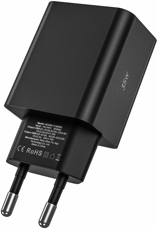 Karikues rrjeti Tech-Protect C35W, 2x USB-C PD 35W, i bardhë
