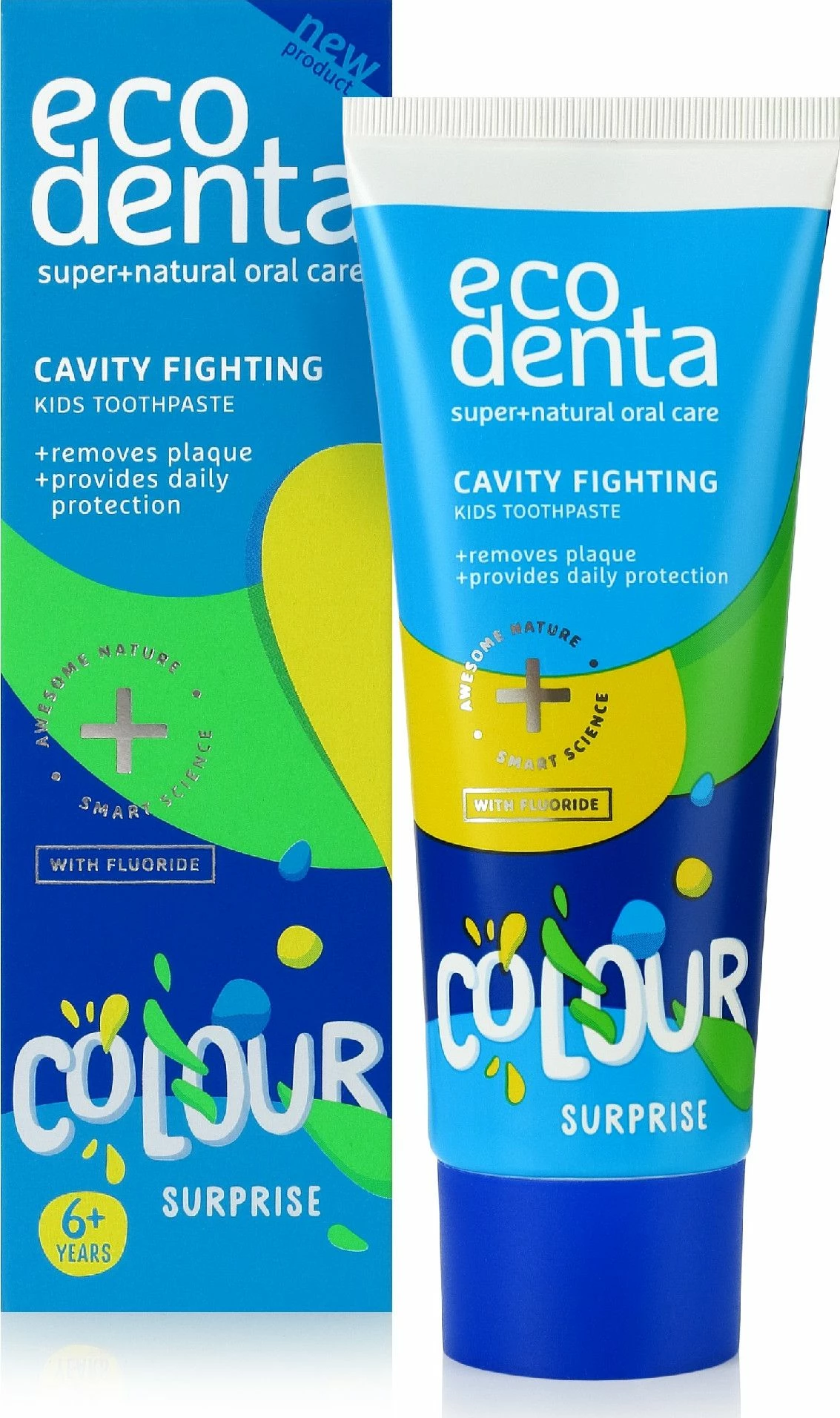 Pastë dhëmbësh Ecodenta Colour Surprise 6+ 75 ml, me fluor, shije pjepri