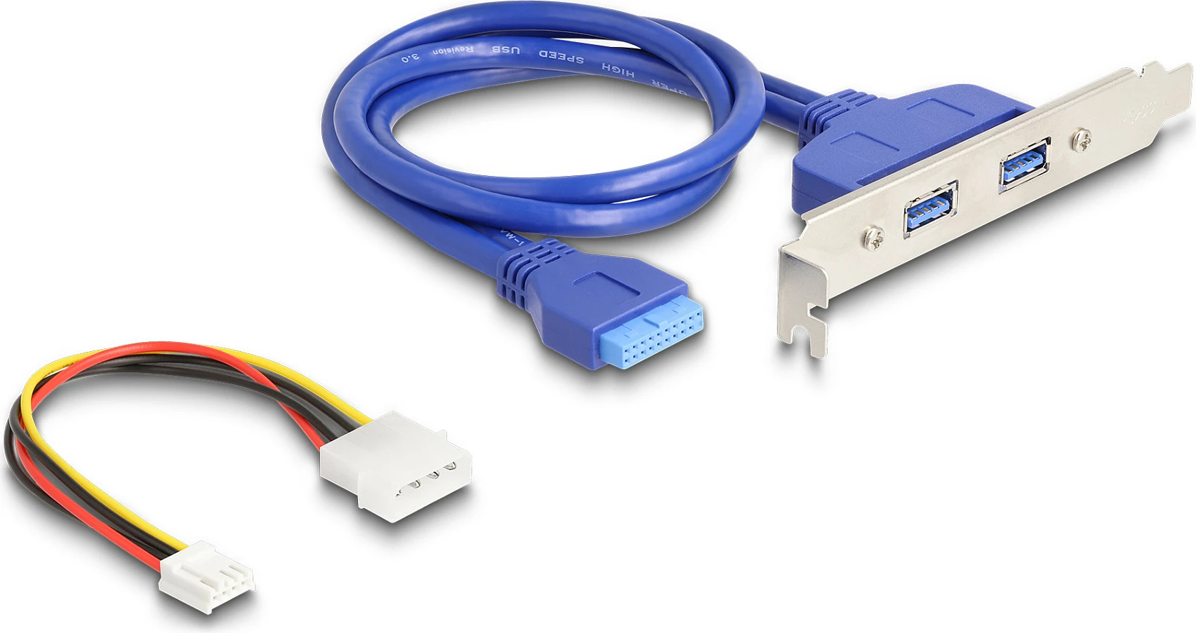Konverter M.2 DeLOCK Key B+M në 2x USB-A 5Gbps, kabllo 50 cm, Blu/Zezë