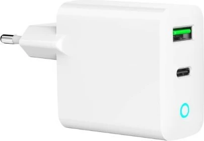 Karikues muri Gembird TA-UC-PDQC20L-W-01, 20W, 2 porta USB-A/USB-C, Bardhë