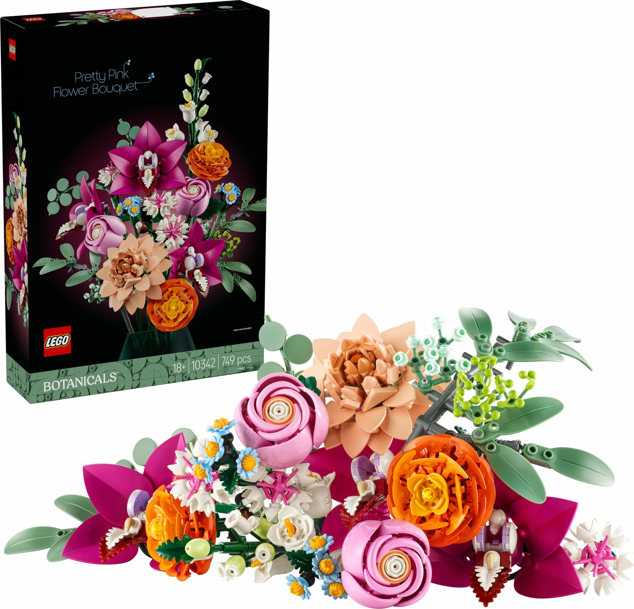 Set ndërtimi LEGO Botanicals Schöner Rosafarbener Blumenstrauß 10342, shumëngjyrësh