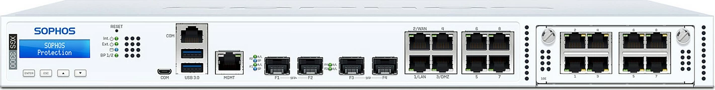 Pajisje sigurie rrjeti Sophos XGS 3300, 1U rack, SFP/SFP+, kordon rryme EU/UK