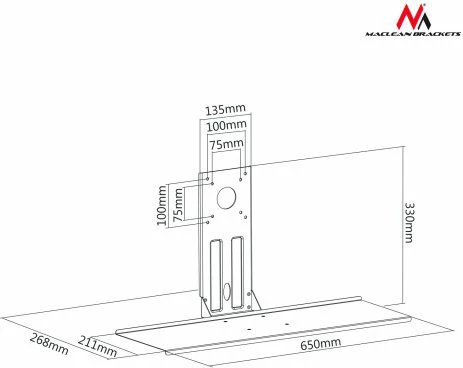 Mbajtës tastiere Maclean MC-756, VESA 75x75/100x100, ngarkesë max 2 kg, i zi