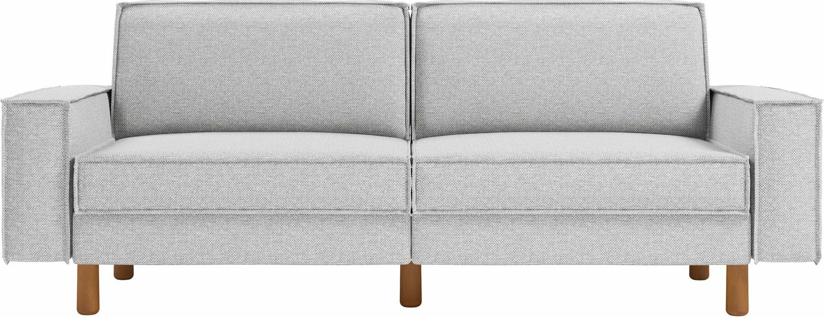 Divan treshe Sparrow 3, ngjyrë Pebble, këmbë druri Walnut