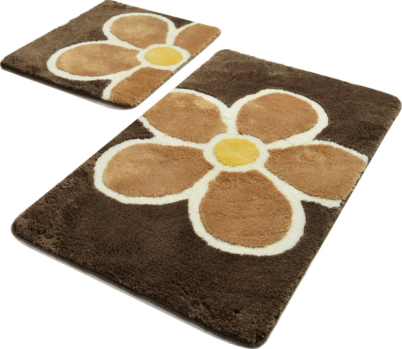Set tapetash për banjo, akrilik, 2 copë, lule, ngjyrë kafe