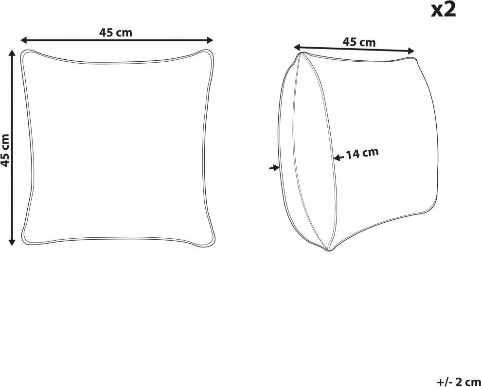 Jastëk dekorativ Beliani Bacopa 45 x 45 cm pambuk set 2 copë jeshil e çelët