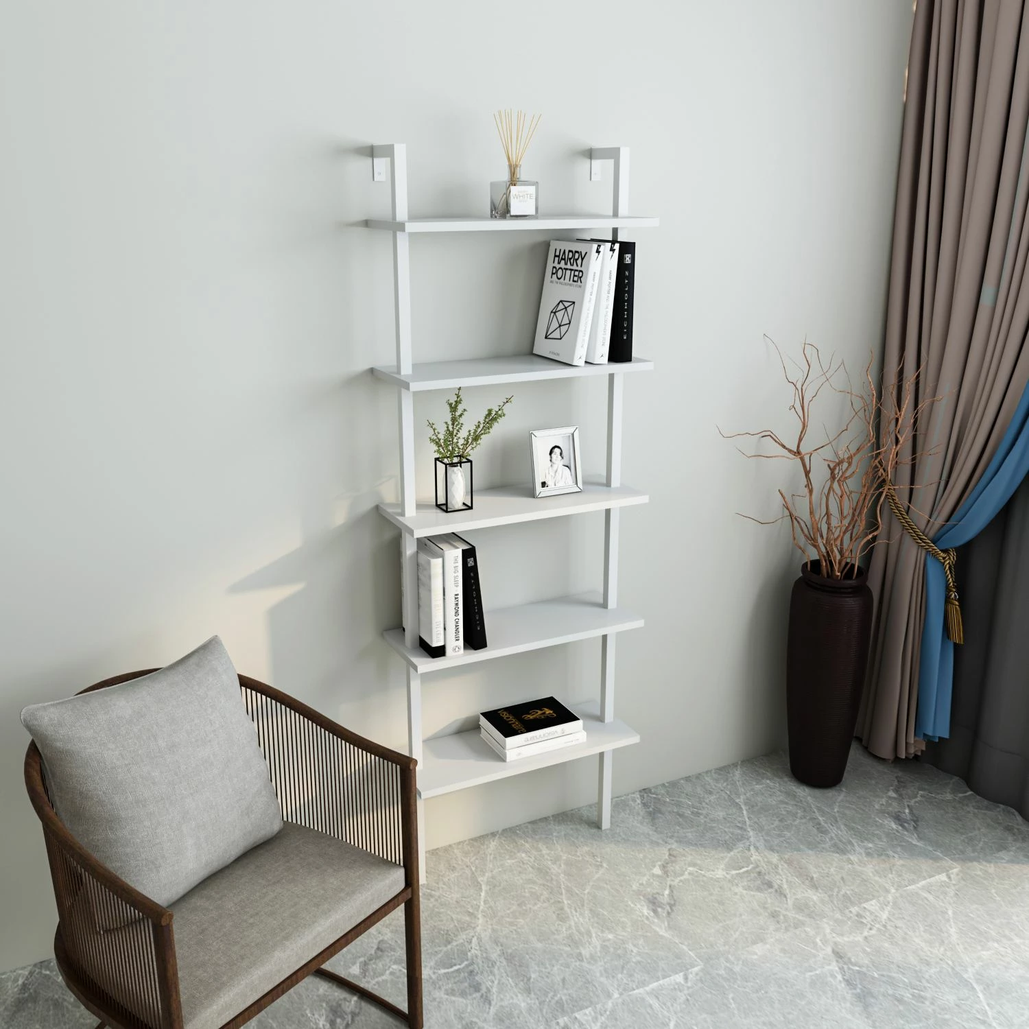 Raft librash Hanah Home, Piante, i bardhë