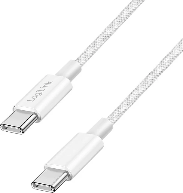 Kabllo USB-C LogiLink USB 2.0 C në C, 0.5 m, 60W, najlon, e bardhë