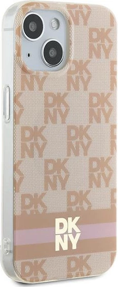 Mbështjellës DKNY IML Checkered Mono Pattern & Printed Stripes MagSafe për iPhone 15/14/13, Rozë