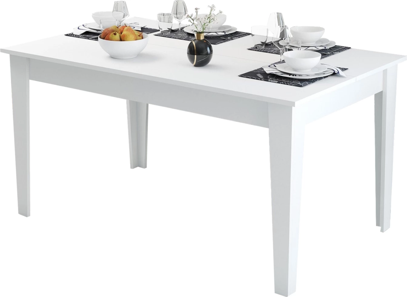 Tavolinë ngrënieje standarde, ngjyrë e bardhë, me hapësirë ruajtjeje, FH9507.06, 145x88x75H cm