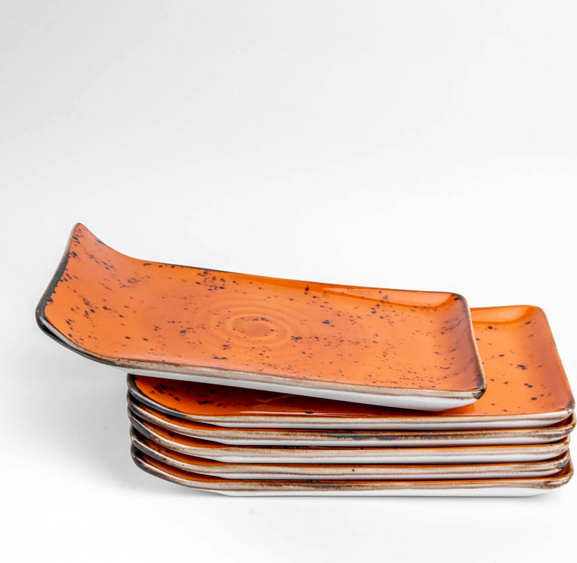 Pjatë servimi Fine Dine Dahlia 215x120 mm, porcelan, set 6 copë, portokalli