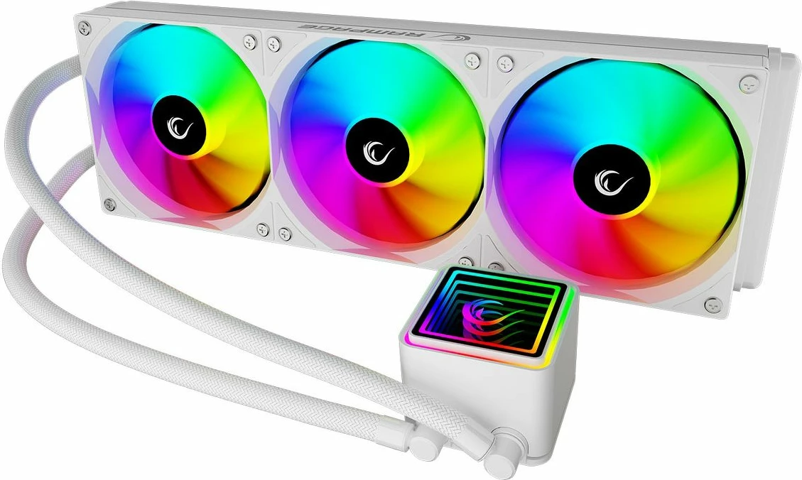 Ftohës uji AIO Rampage INFINITE V360 360mm ARGB me 3x120mm ventilatorë, i bardhë