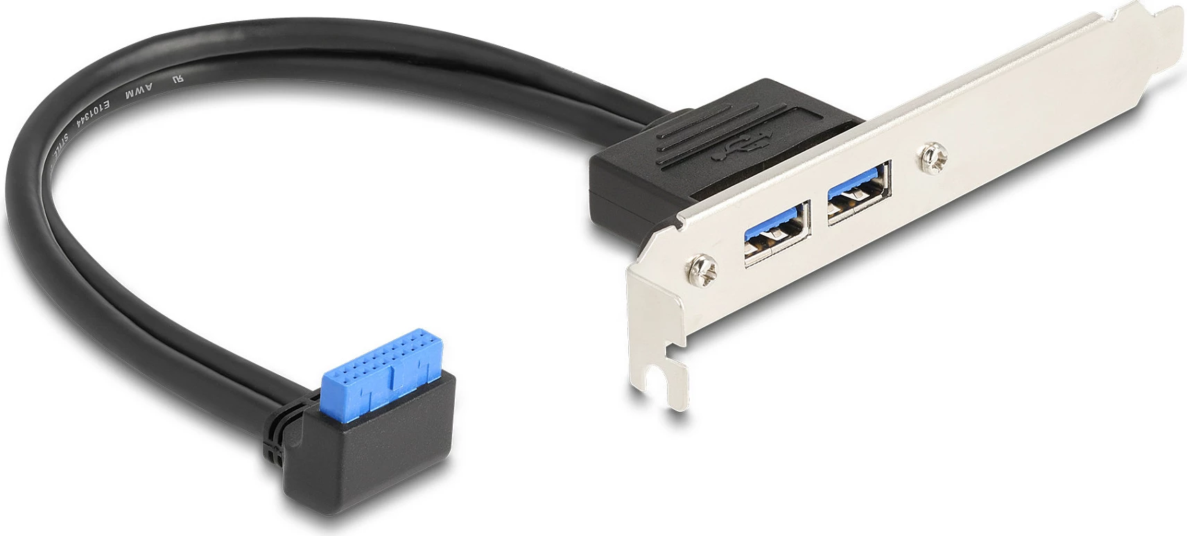 Braket sloti DeLOCK, 19-pin USB 3.0 internal në 2x USB-A, 50 cm, 5 Gbps, i zi