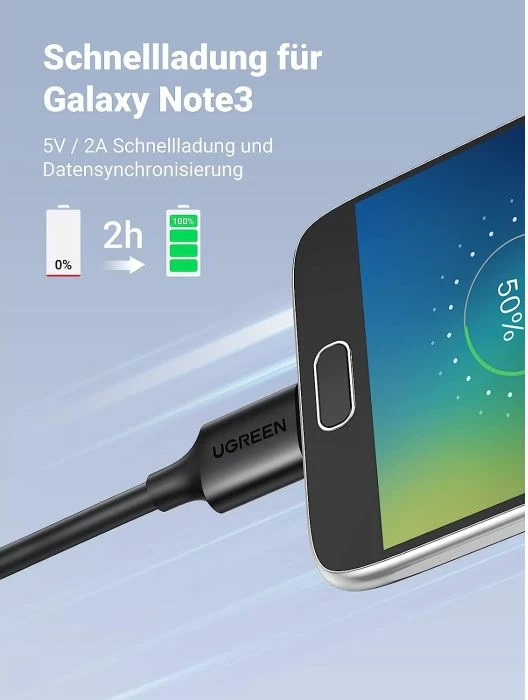 Kabllo USB 3.0 UGREEN 10840 USB-A në Micro-B, 0.5 m, e zezë