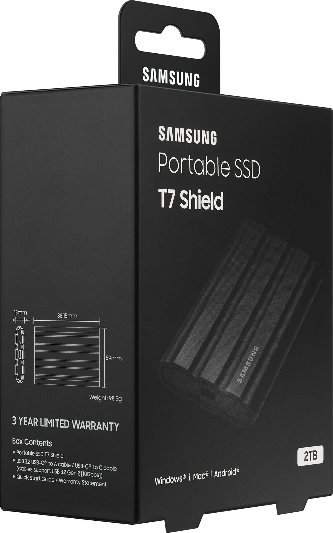 SSD ekstern Samsung MU-PE2T0S, 2 TB, USB Type-C, i zi