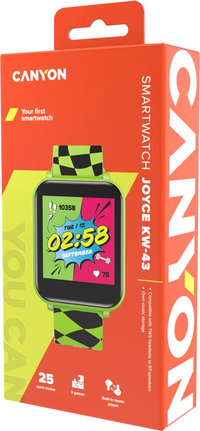 Smartwatch CANYON Joyce KW-43 1.54\" IPS 128 MB Dual BT Music, gjelbër