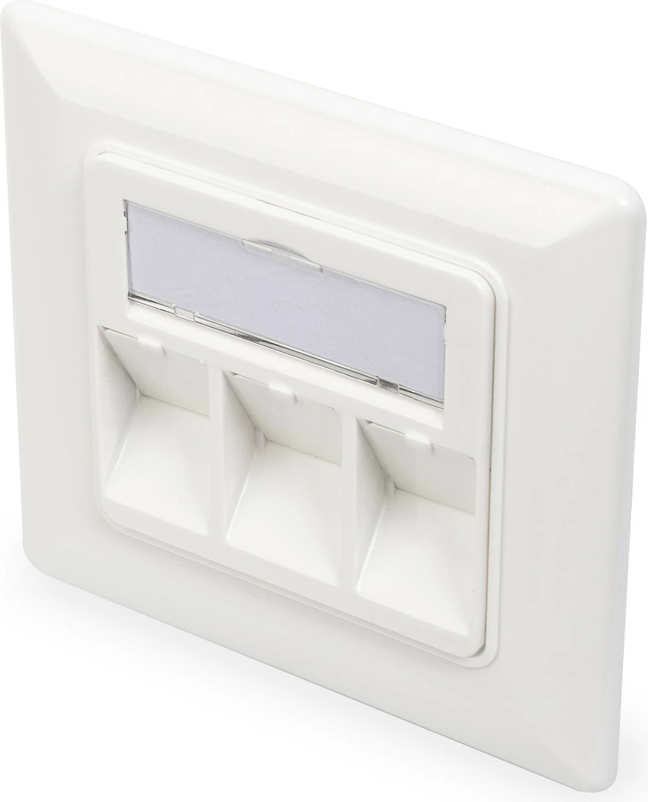 Pllakë murale rrjeti Digitus KS-Module, 3x RJ-45 Keystone, 80x80mm, e bardhë