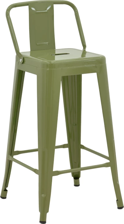 Karrige për bar me shpinore Utopia, metal, ngjyrë ulliri e errët, 42x42x86cm