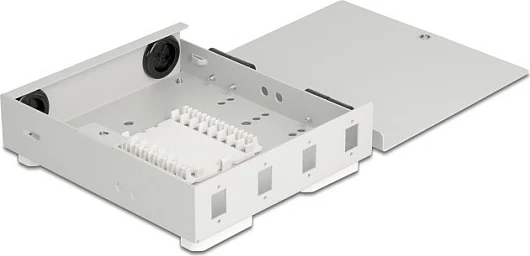 Kuti muri me fibër optike DeLOCK, për 4x SC Simplex ose LC Duplex, metal, 125x135x31 mm, gri