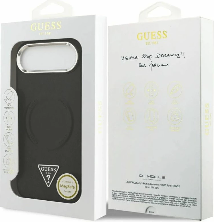 Kapak telefoni Guess Triangle Logo MagSafe për iPhone Air, i zi