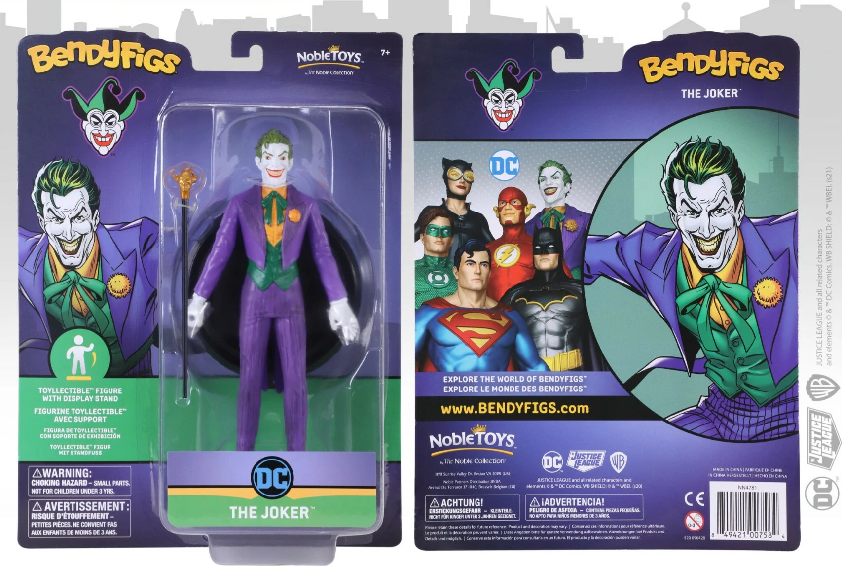 Figurinë e përkulshme Noble Collection Bendyfigs DC Batman (Comic) The Joker 18 cm, me bazë