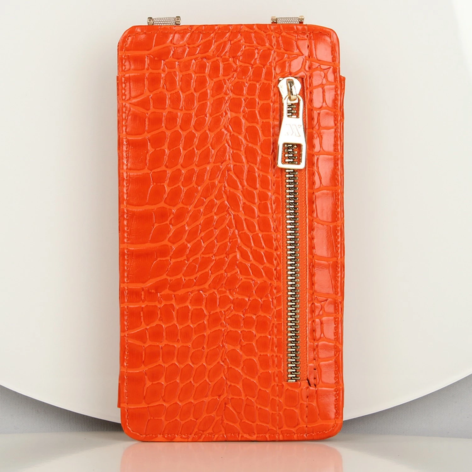 Kuletë-portofol për telefon, lëkurë, ngjyrë portokalli, Zoozie Bags, 1210