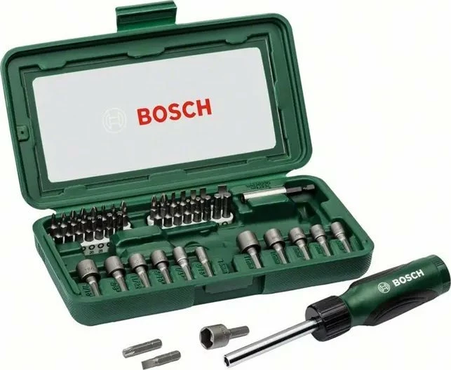 Set bitash me kaçavidë me çark Bosch 2607019504, 46 copë