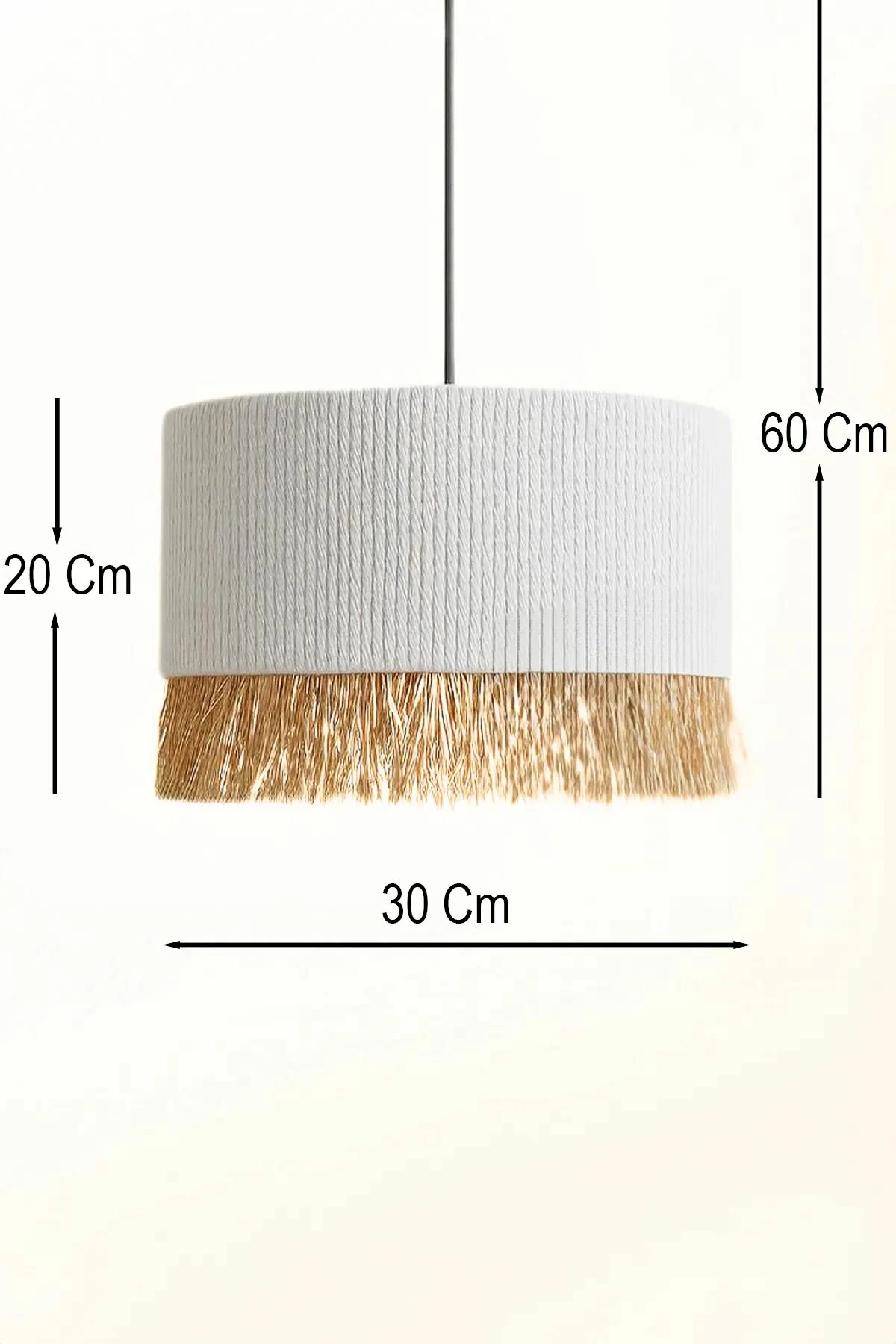 Llambë tavani Opviq, trup plastik, kapak makrame, e bardhë, BK090