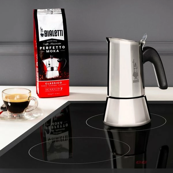 Aparat moka për kafe Bialetti Venus 7254, 4 filxhana (170 ml), për pllakë induksioni, çelik inox, argjendtë