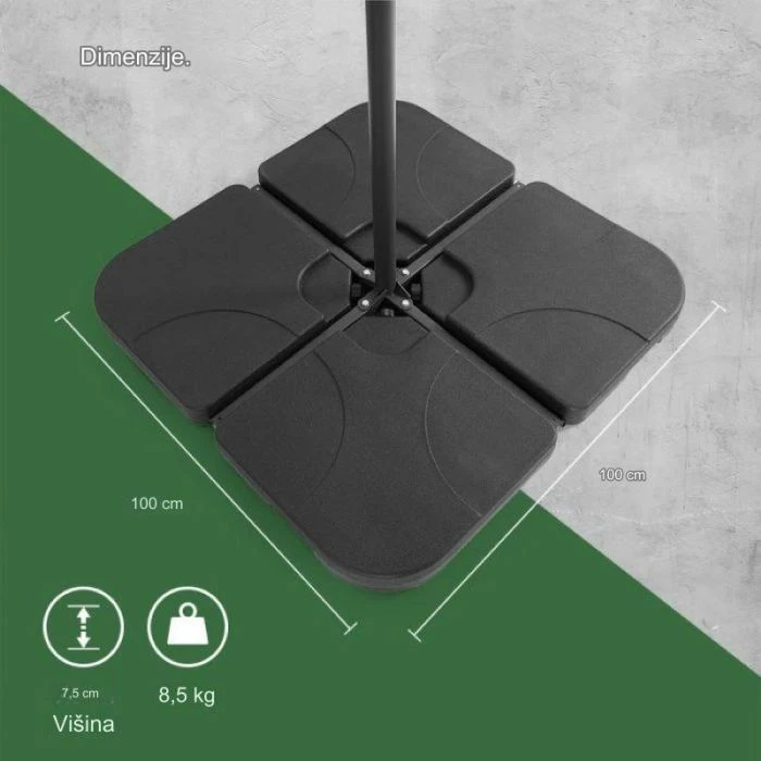 Peshë bazë për parasol VONHAUS 2500966, set 4 copë, e mbushshme me ujë/rërë, HDPE, e zezë