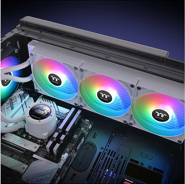 Ftohës hibrid Thermaltake TH420 V2 Ultra ARGB Snow, 420mm, 3x140mm, ekran LCD, i bardhë