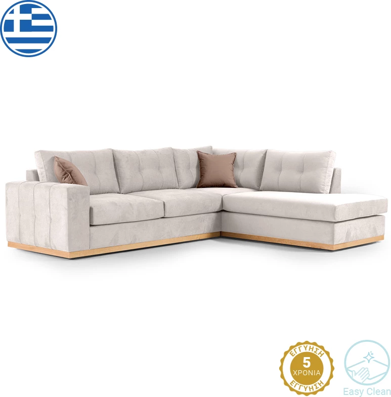 Divan qoshe Boston qoshe e majtë, pëlhurë krem-kafe, 280x225x90cm