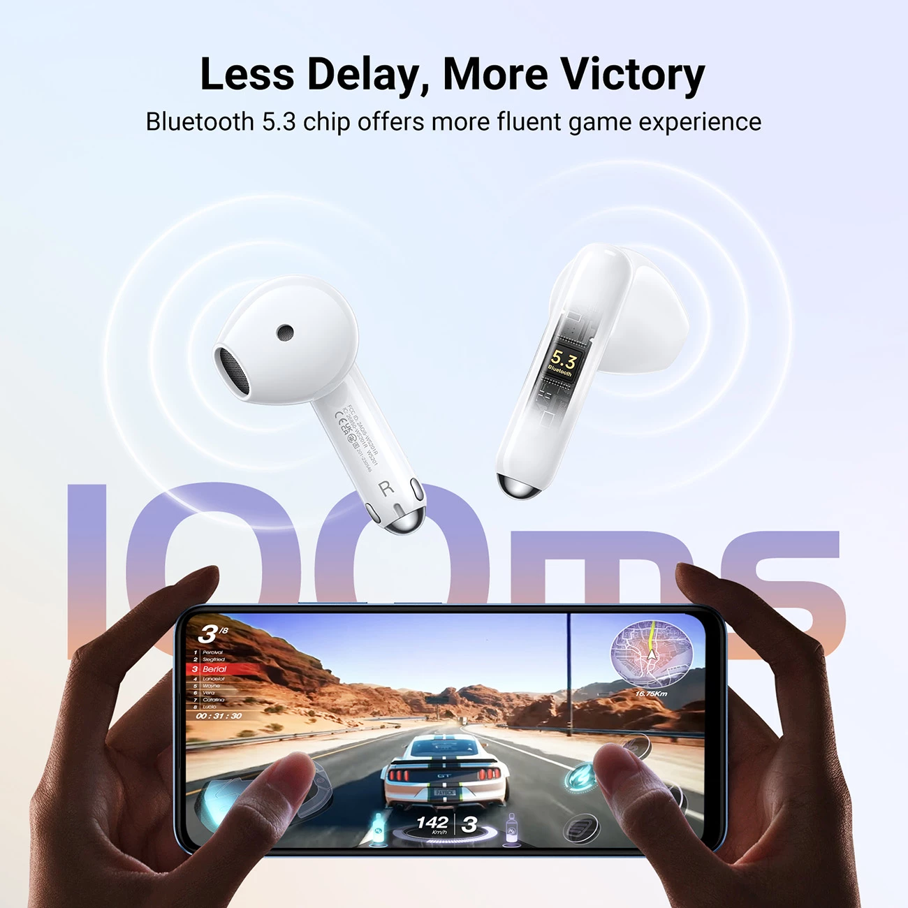 Kufje wireless Ugreen HiTune H5 WS201, TWS, Bluetooth 5.3, 400 mAh, të bardha