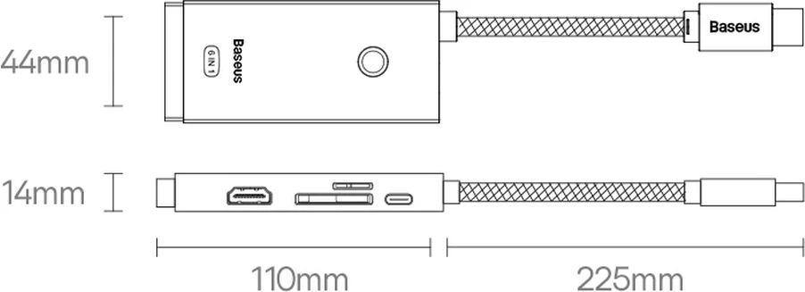HUB multifunksional Baseus Lite Series WKQX050101, 2x USB 3.0, USB Type-C PD, HDMI 1.4, SD/TF, i zi