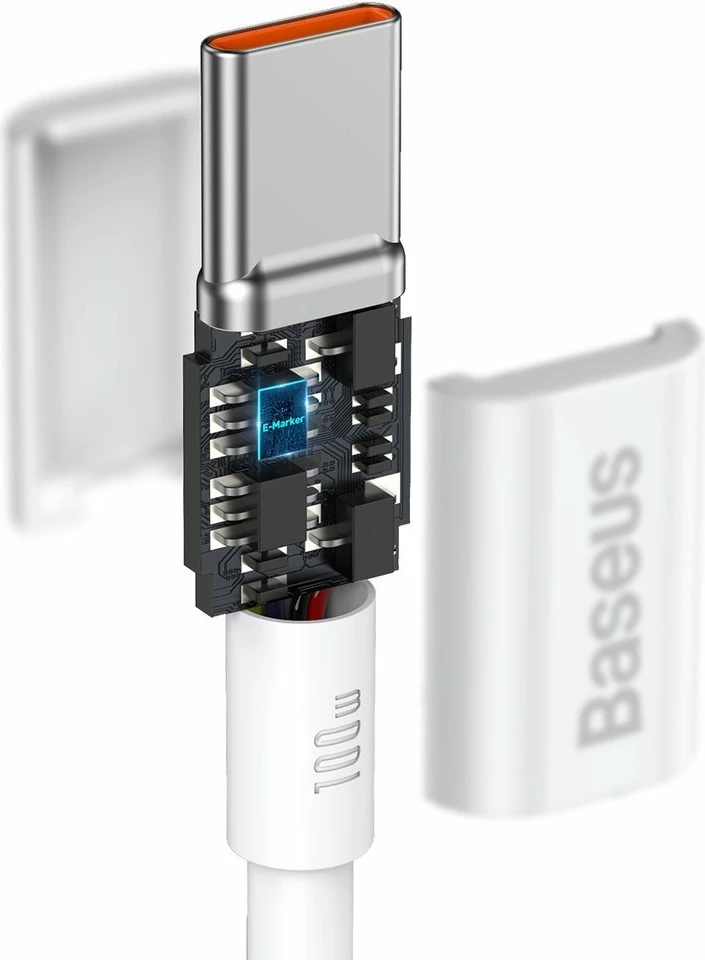 Kabllo USB-C në USB-C Baseus CATYS-C02, 2m, 100W, e bardhë