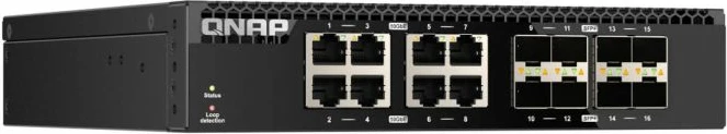 Switch QNAP QSW-3216R-8S8T, 16-port 10Gb (8x SFP+ + 8x RJ45), Half Rack 1U, i zi