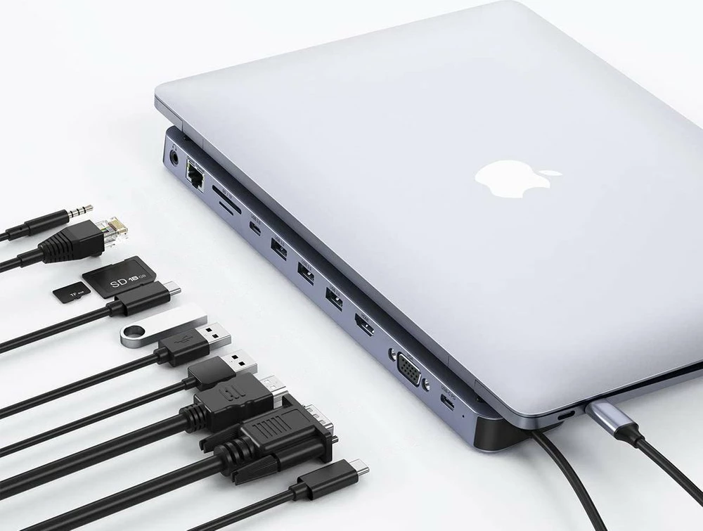 Stacion docking / adapter HUB USB-C Choetech HUB-M20 11n1 100W PD 4K, gri, në kuti