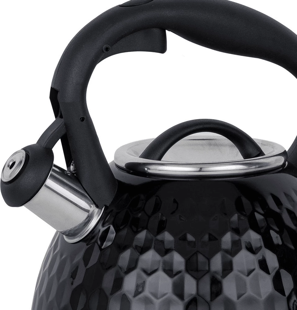 Çajnik me fishkëllimë Resto Aries 90606 2.7L inox, zi, në kuti dhurate