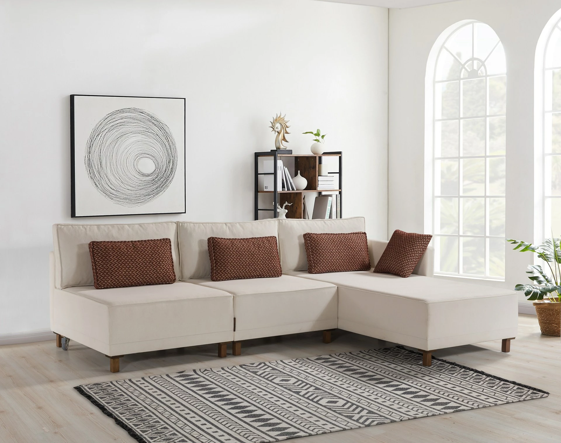 Kënd divan-krevat Atelier del Sofa, Matris, kënd i djathtë, bezhë
