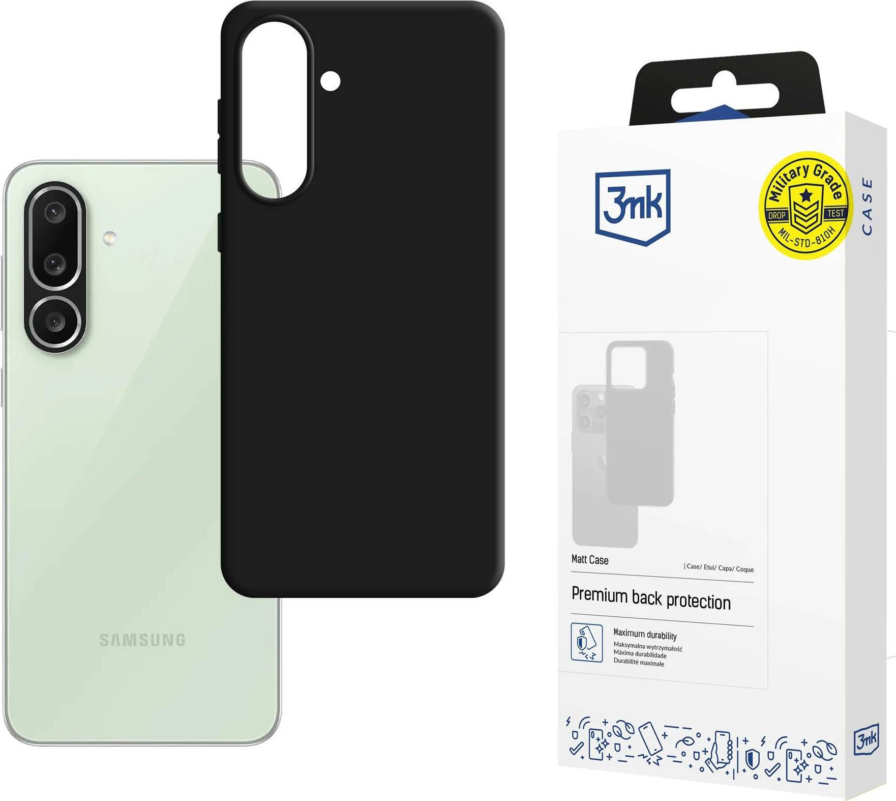 Mbështjellës 3mk Matt Case për Samsung Galaxy M56, TPU mat, i zi, në kuti