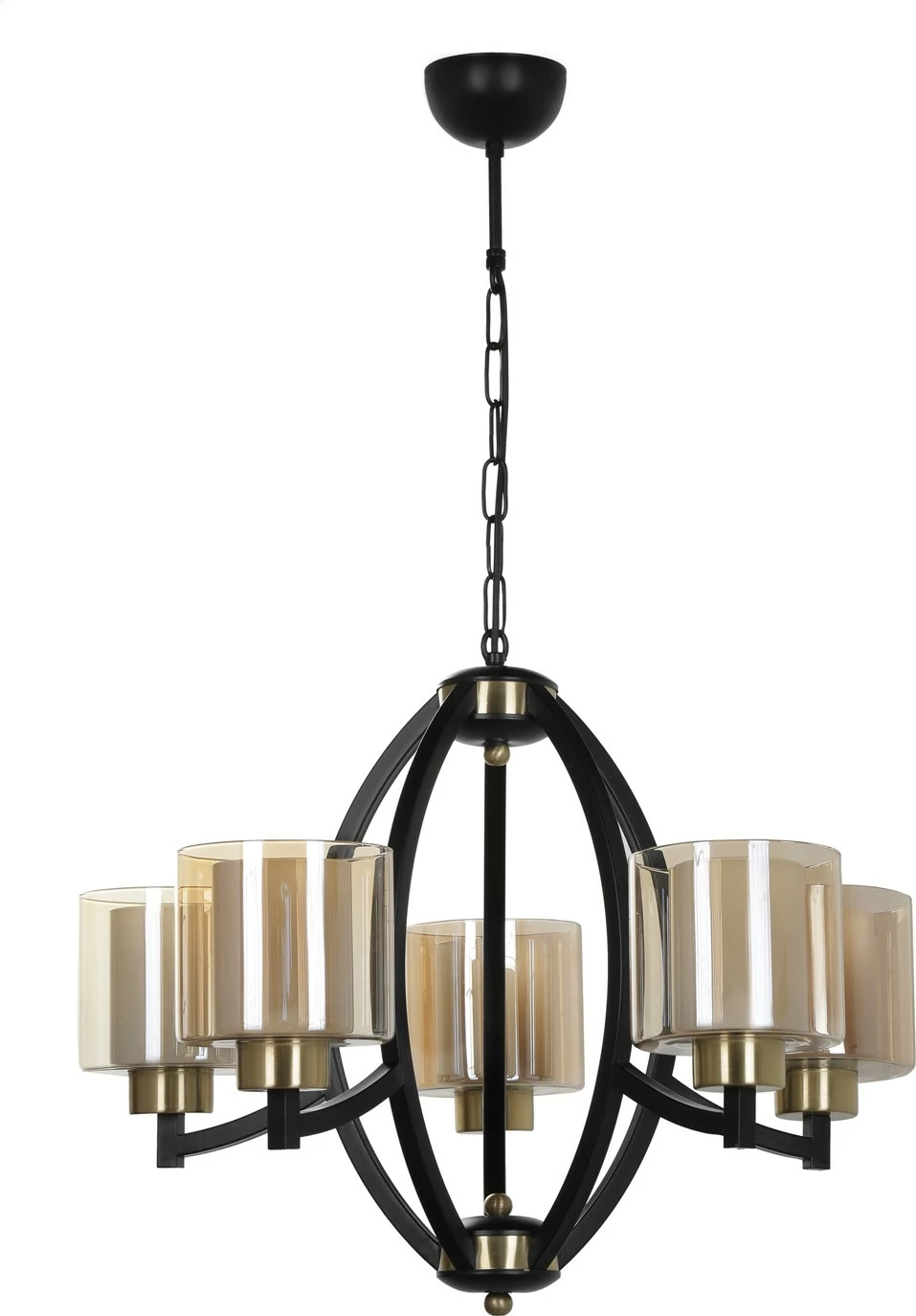 Llambë tavani vintage Opviq, Paul 5 llampa, ngjyrë e zezë, gotë bal